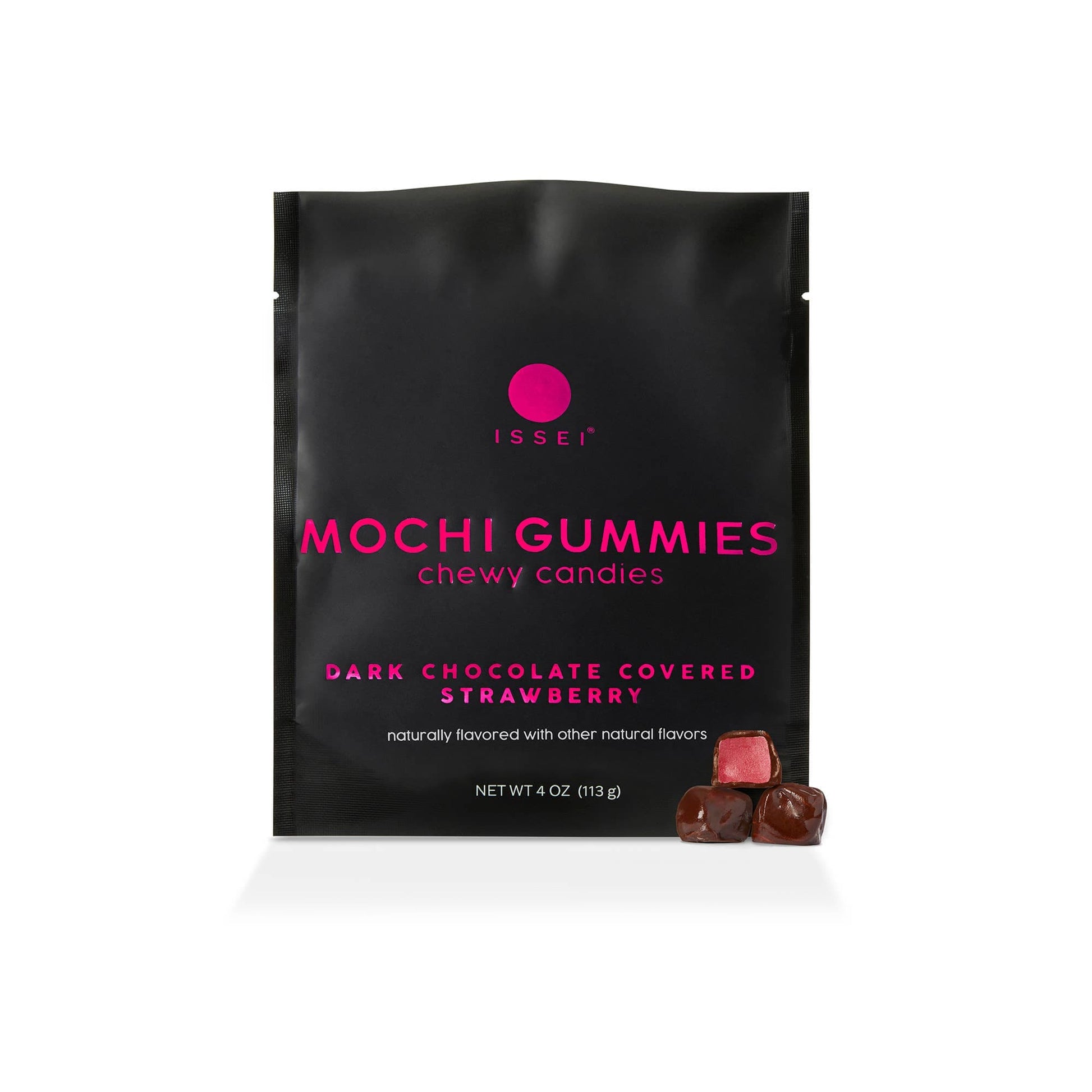 Issei Mochi Gummies Dark Chocolate Covered Strawberry Mochi Gummies (4 oz)