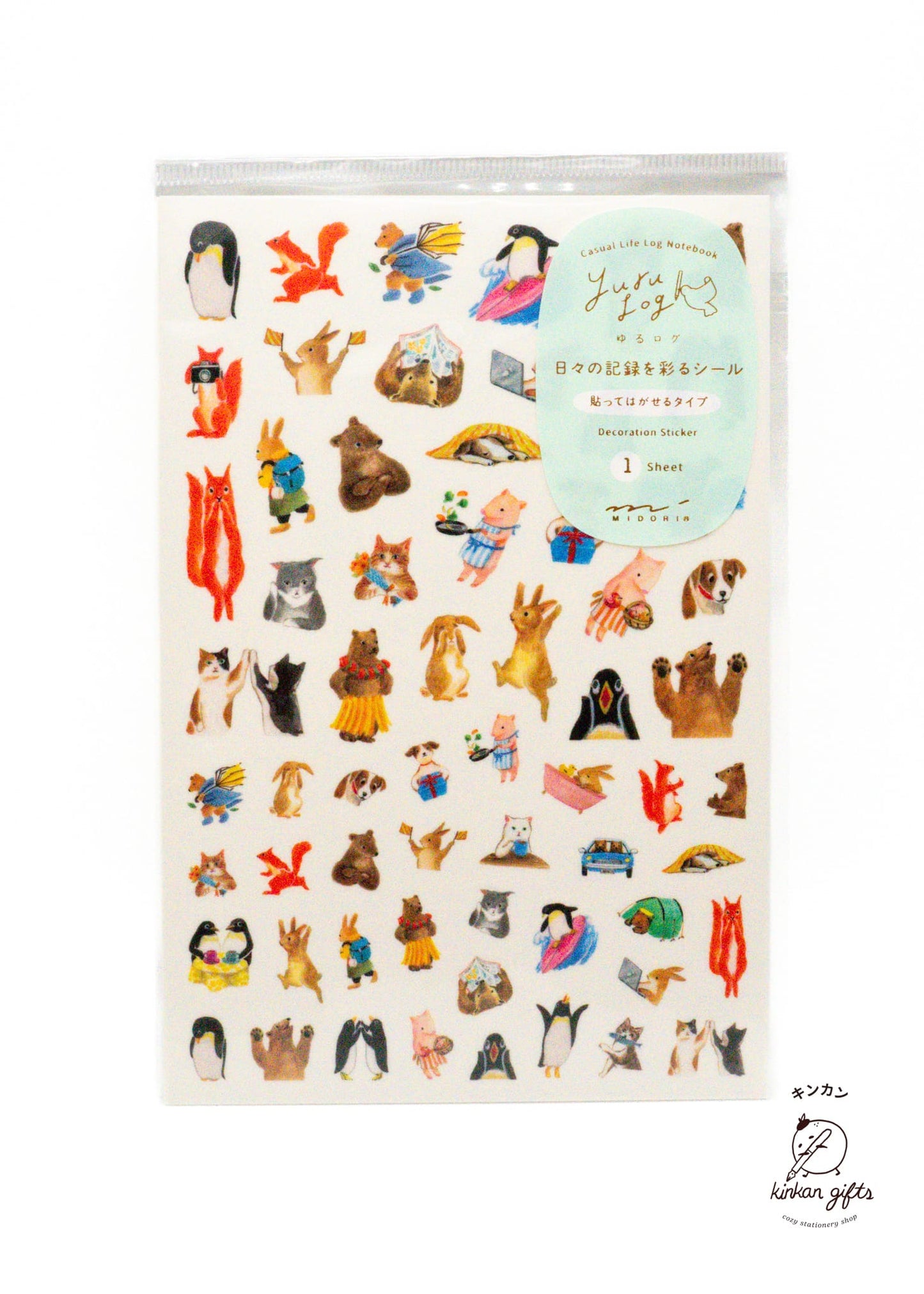 JPT Animal (1) Yuru Log Sticker Sheets