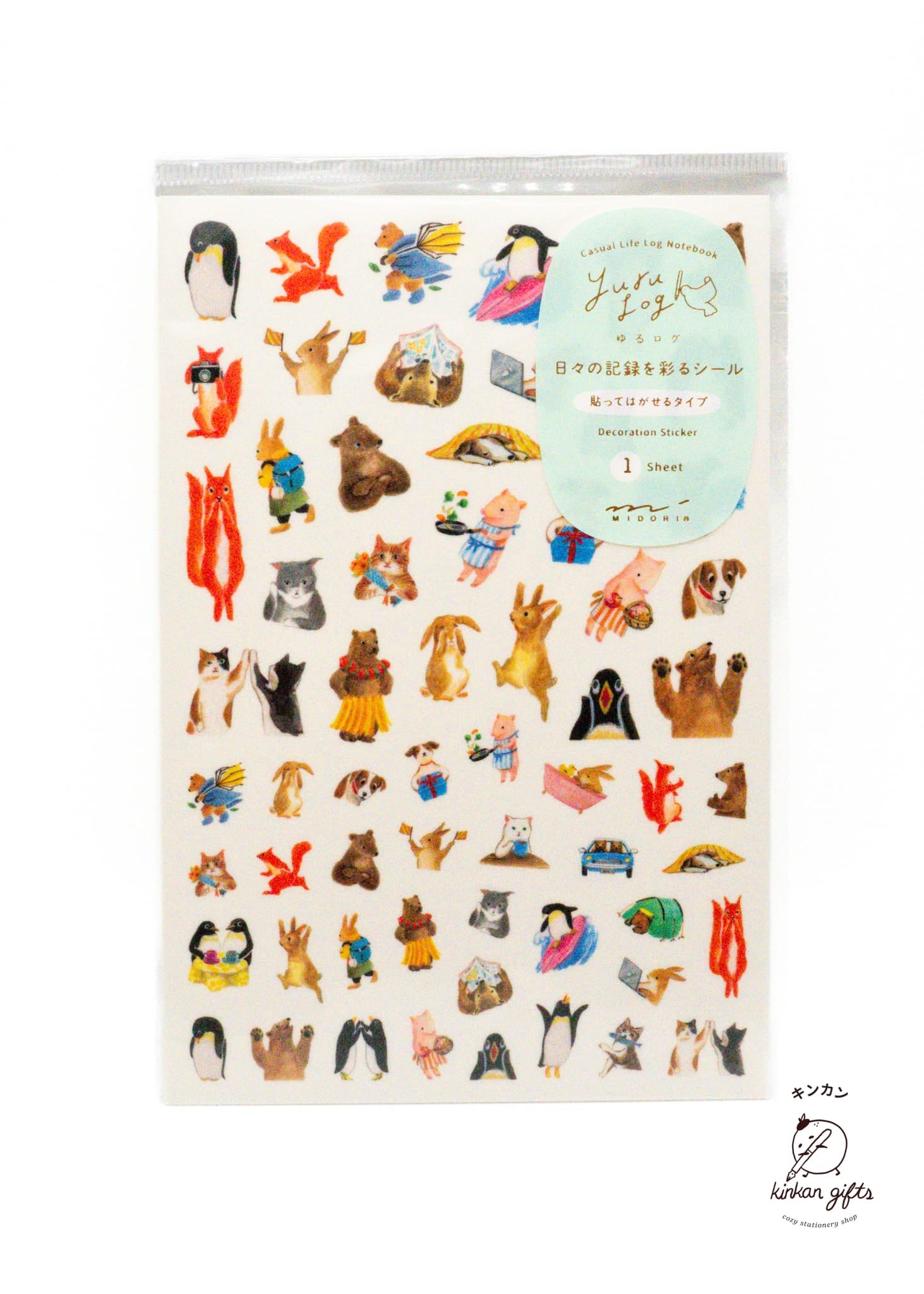 JPT Animal (1) Yuru Log Sticker Sheets