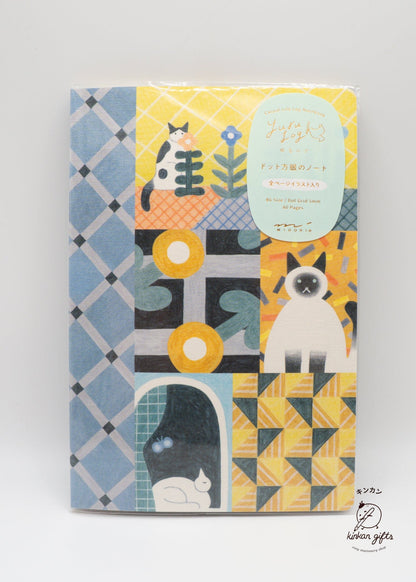 JPT Journals Midori Yuru Log Notebook - B6 - MD Cream - 5 mm Dotted - Cat