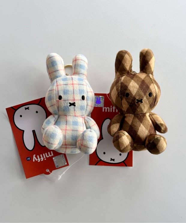 K-Wonderland Beige Argyle Limited Edition Check Miffy Keychain Plush