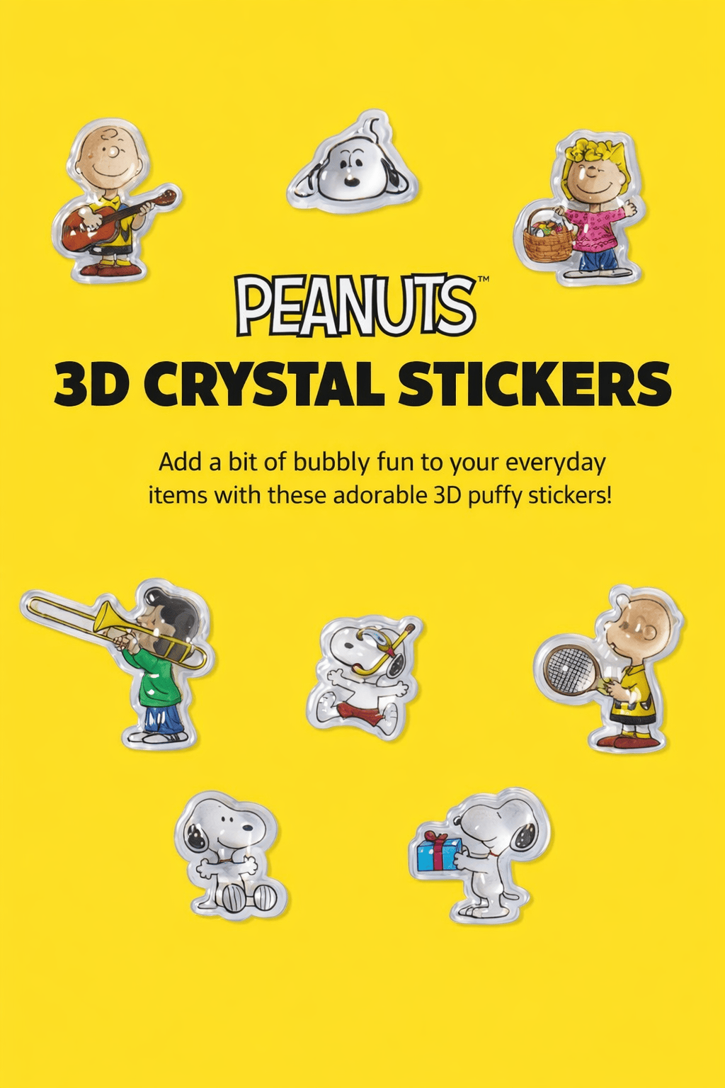 K-Wonderland Decorative Stickers PEANUTS 3D Crystal Sticker – BonBon Drop Snoopy