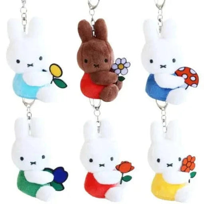 K-Wonderland Keychains Miffy & Friends with Flower Plush Key Chain bag Charm