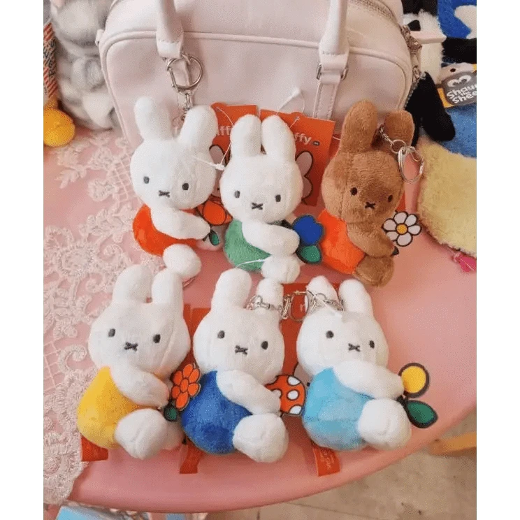 K-Wonderland Keychains Miffy & Friends with Flower Plush Key Chain bag Charm