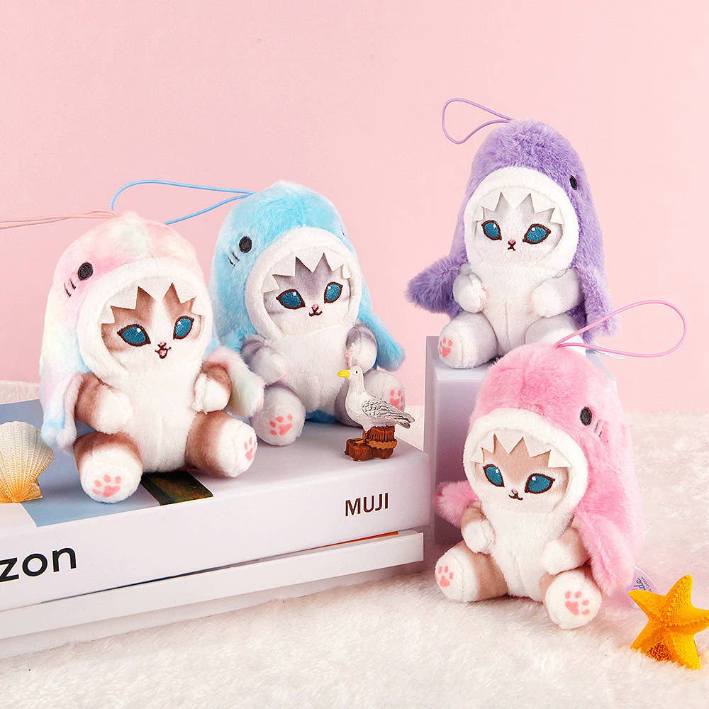 K-Wonderland Mofusand Pastel Shark Cat Mascot Plush Keychain 10cm Random