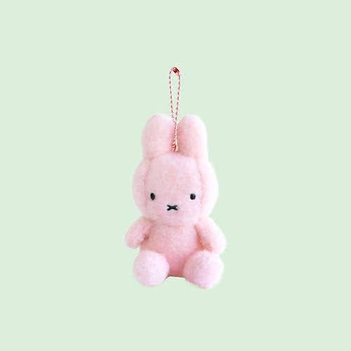 K-Wonderland Pink Miffy Creamy Plush Bag Charm, Key chain holder - 8cm