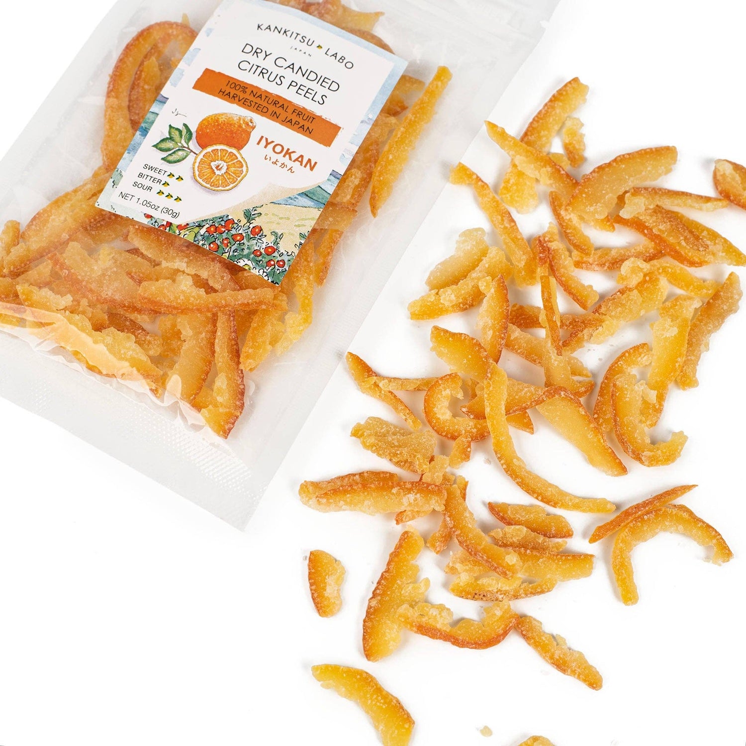 KANKITSU LABO Candy & Chocolate Dry Candied Japanese Citrus Peel | Iyokan (いよかん) | 1.05 oz