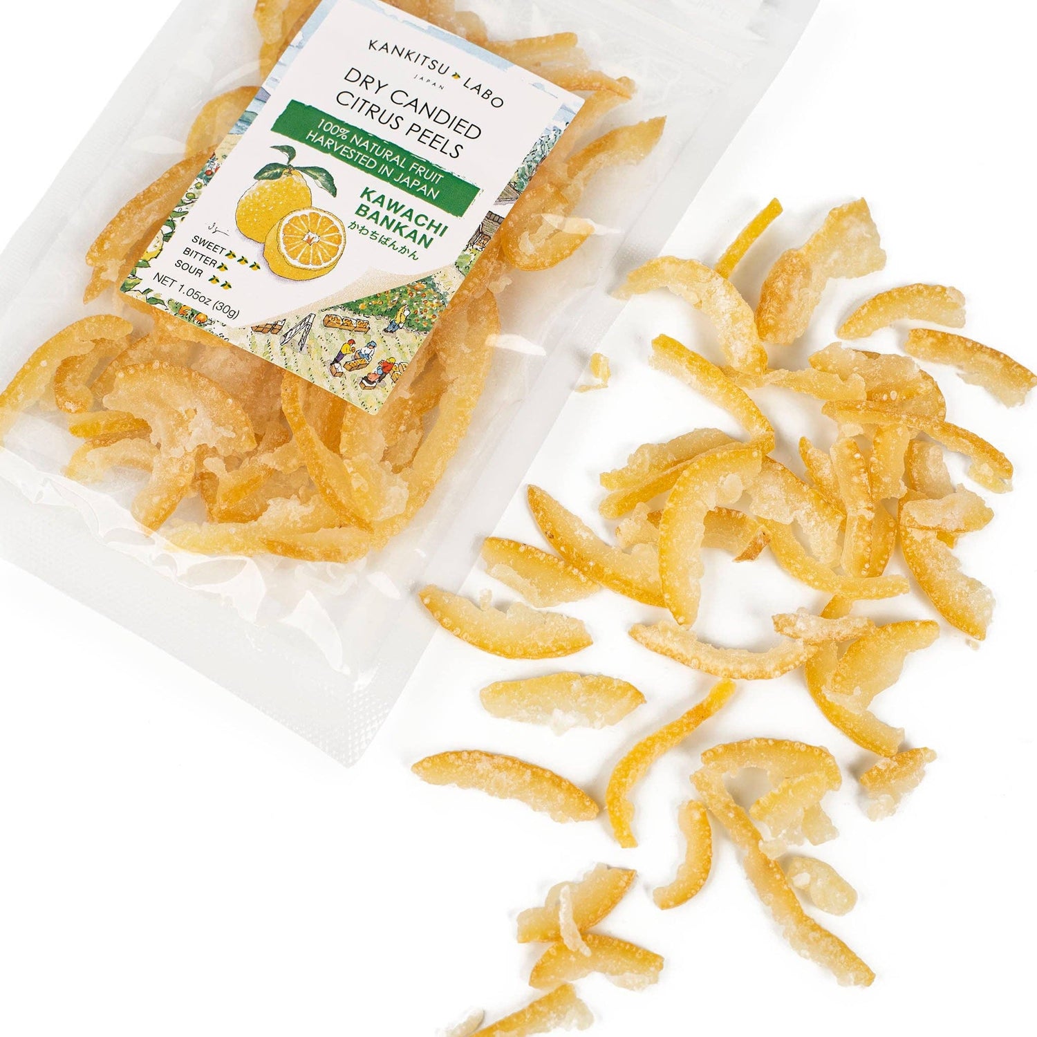 KANKITSU LABO Dry Candied Japanese Citrus Peel | Kawachi Bankan (かわちばんかん)
