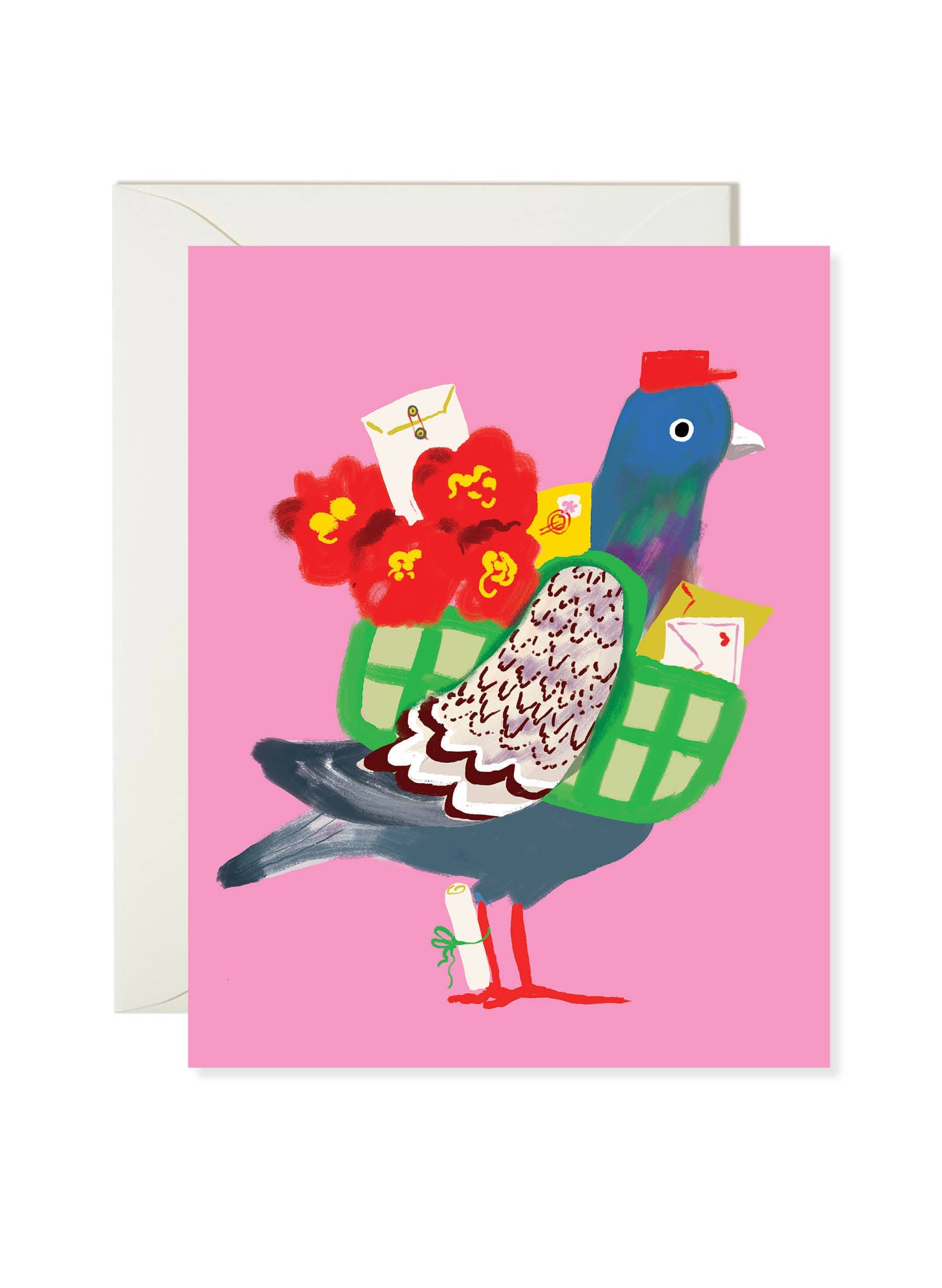 Karen Schipper Pigeon Post – Whimsical Bird Greeting Card