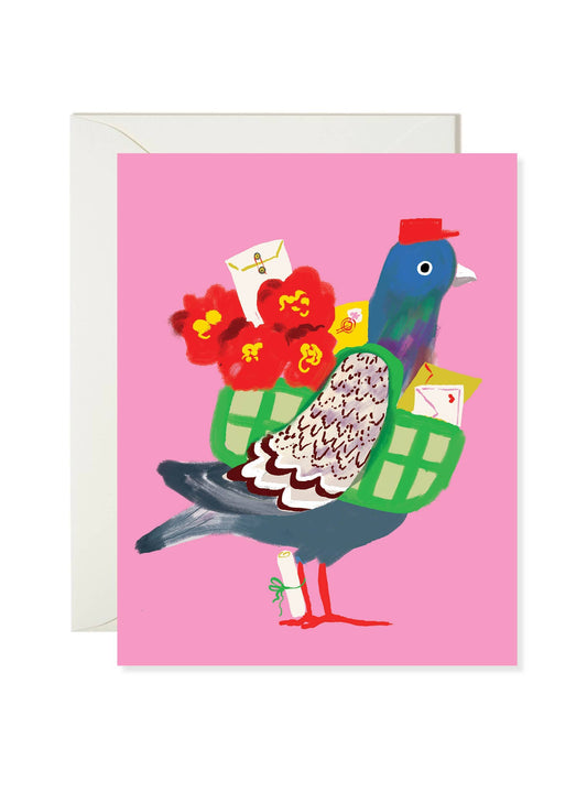 Karen Schipper Pigeon Post – Whimsical Bird Greeting Card
