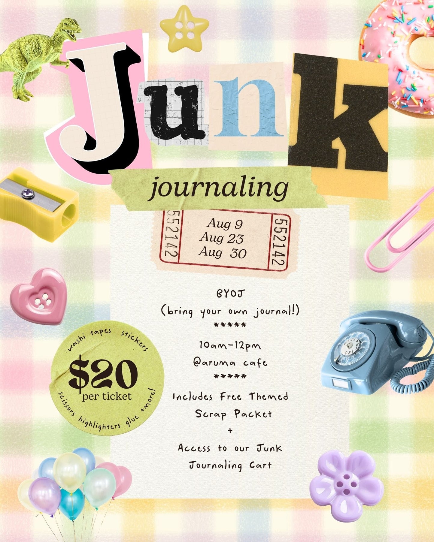 Kinkan Gifts Ticket Junk Journaling Class - August 23