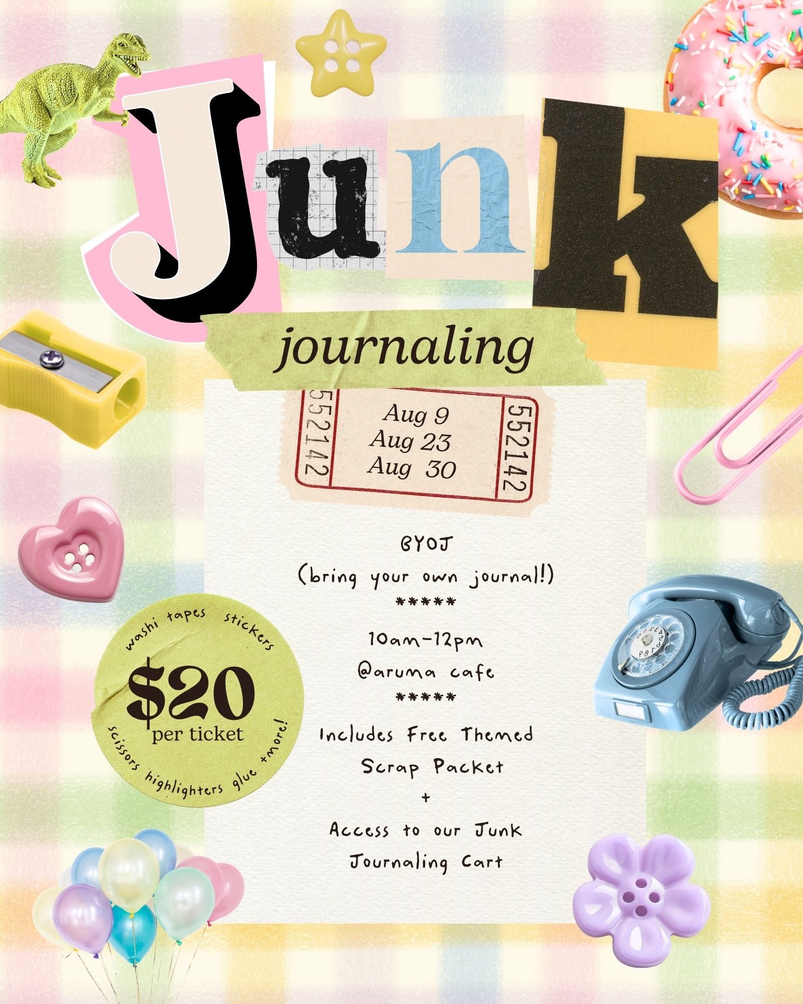 Kinkan Gifts Ticket Junk Journaling Class - August 23
