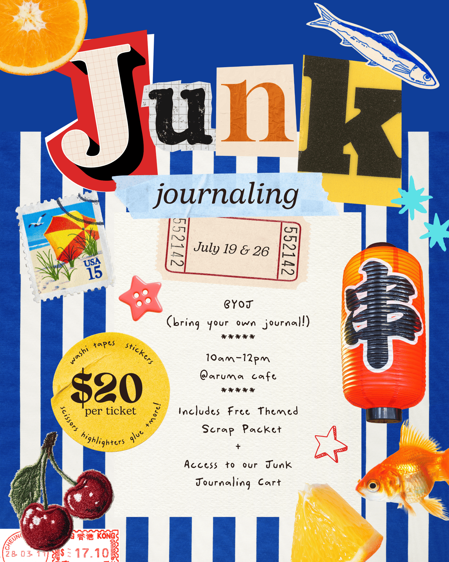 Kinkan Gifts Ticket Junk Journaling Class - July 19