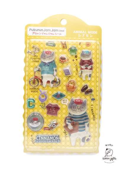 Kusuguru Japan Co., Ltd. Decorative Stickers Cinnamon Kusuguru Japan - Animal Mode - Pukurun Jam Jam Seal