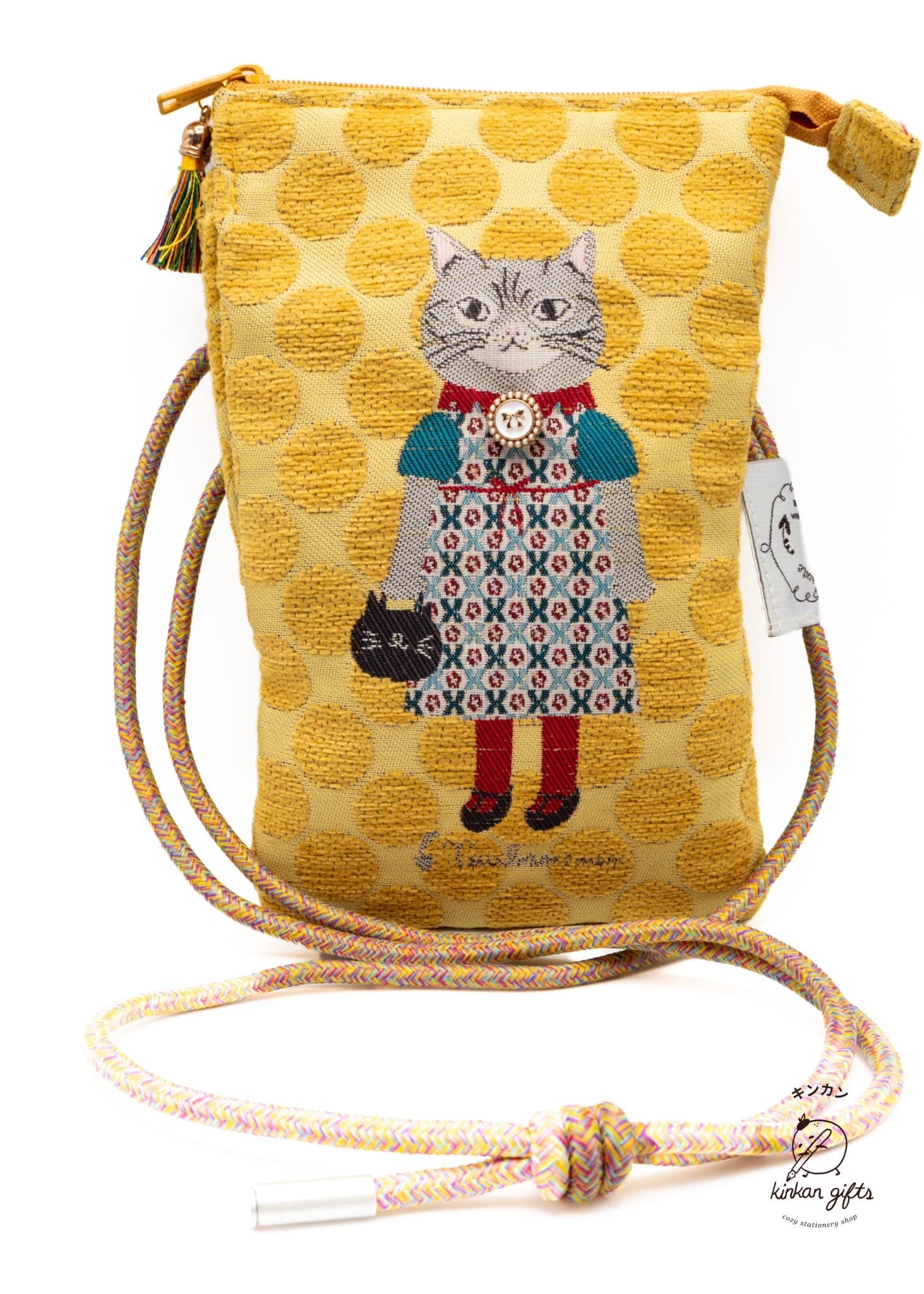 Kusuguru Japan Co., Ltd. Decorative Stickers Yellow Kusuguru Japan - Matilda Cat Small Crossbody Bag