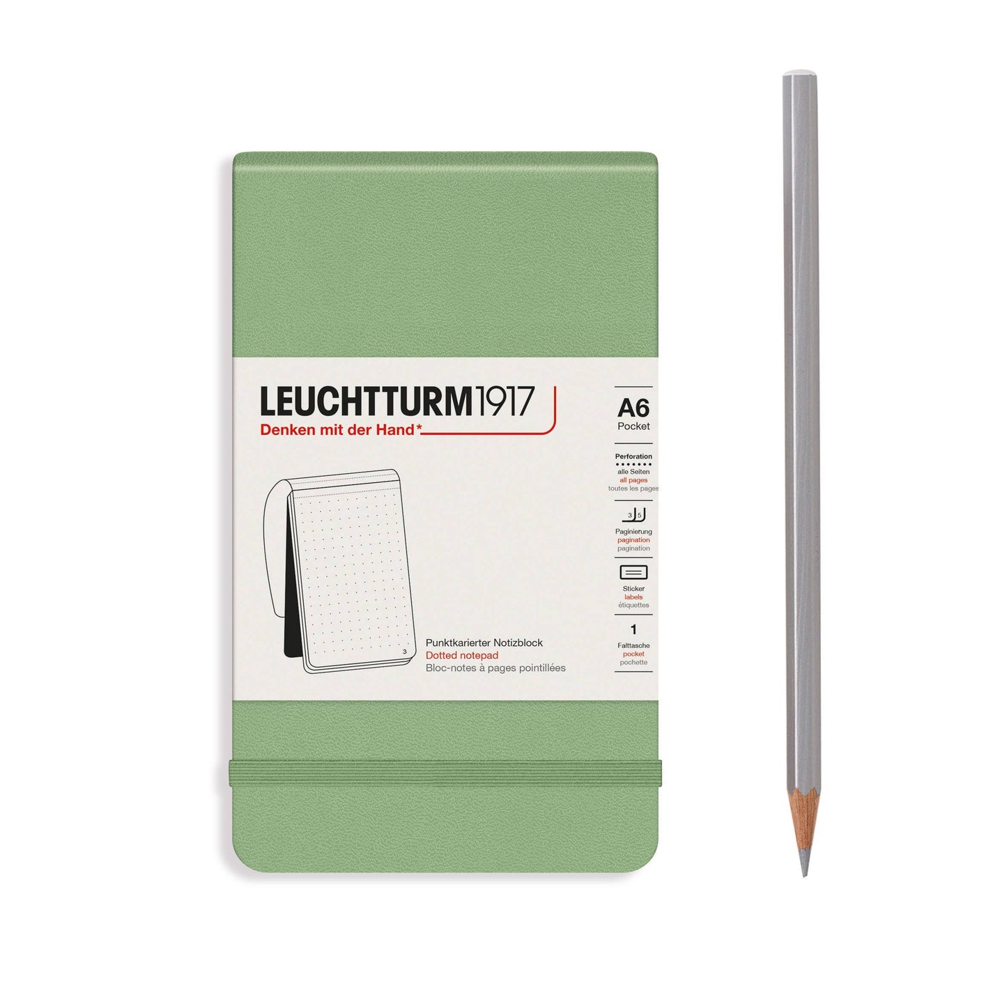 LEUCHTTURM1917 Sage / Dotted Notepads Pocket (A6)
