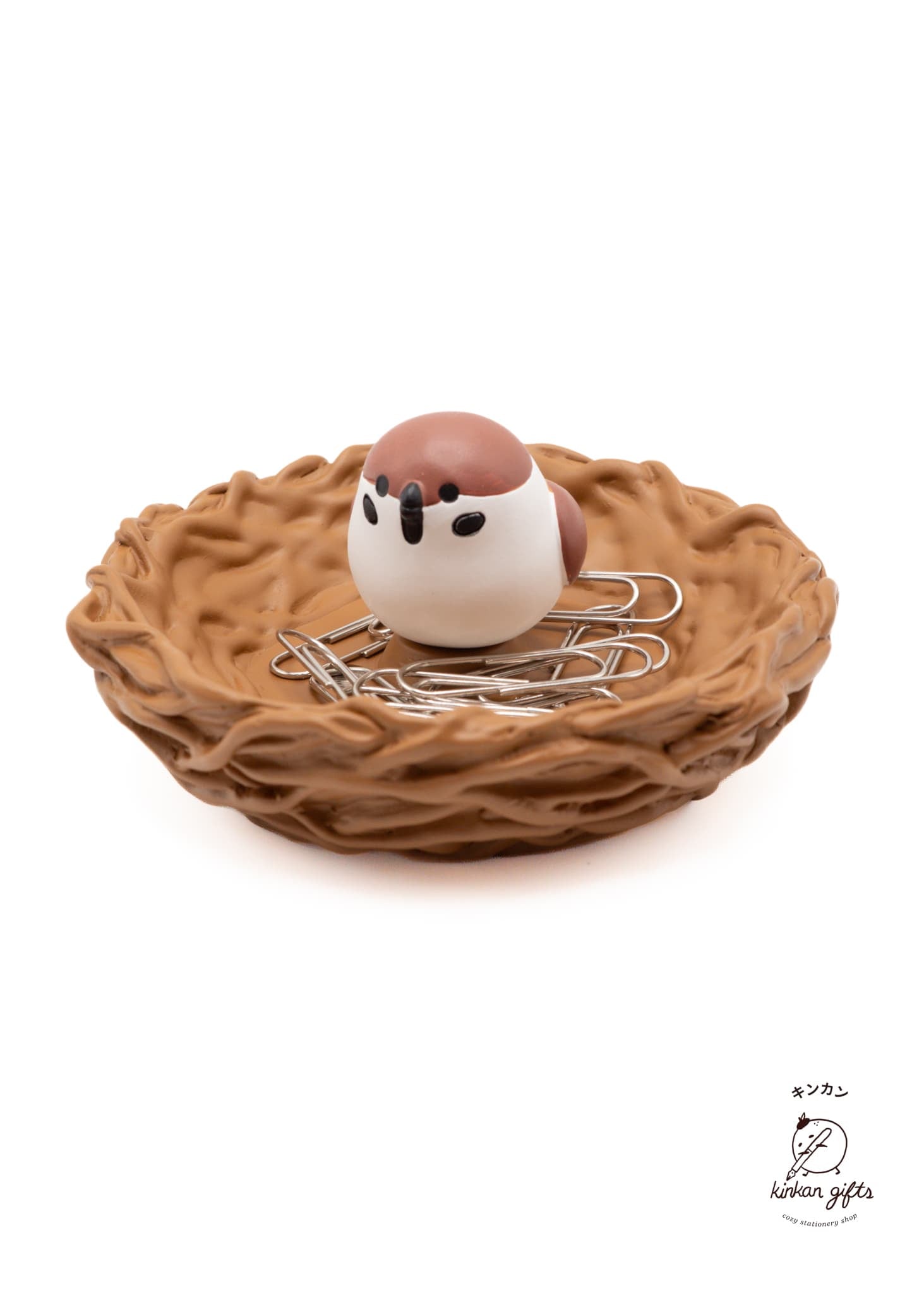 LIG Desk Organizers Sparrow Bird's Nest Paperclip Holder - Nihon Nokotori Series - Sparrow