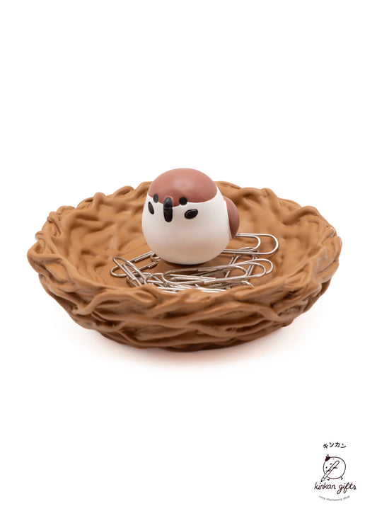 LIG Desk Organizers Sparrow Bird's Nest Paperclip Holder - Nihon Nokotori Series - Sparrow