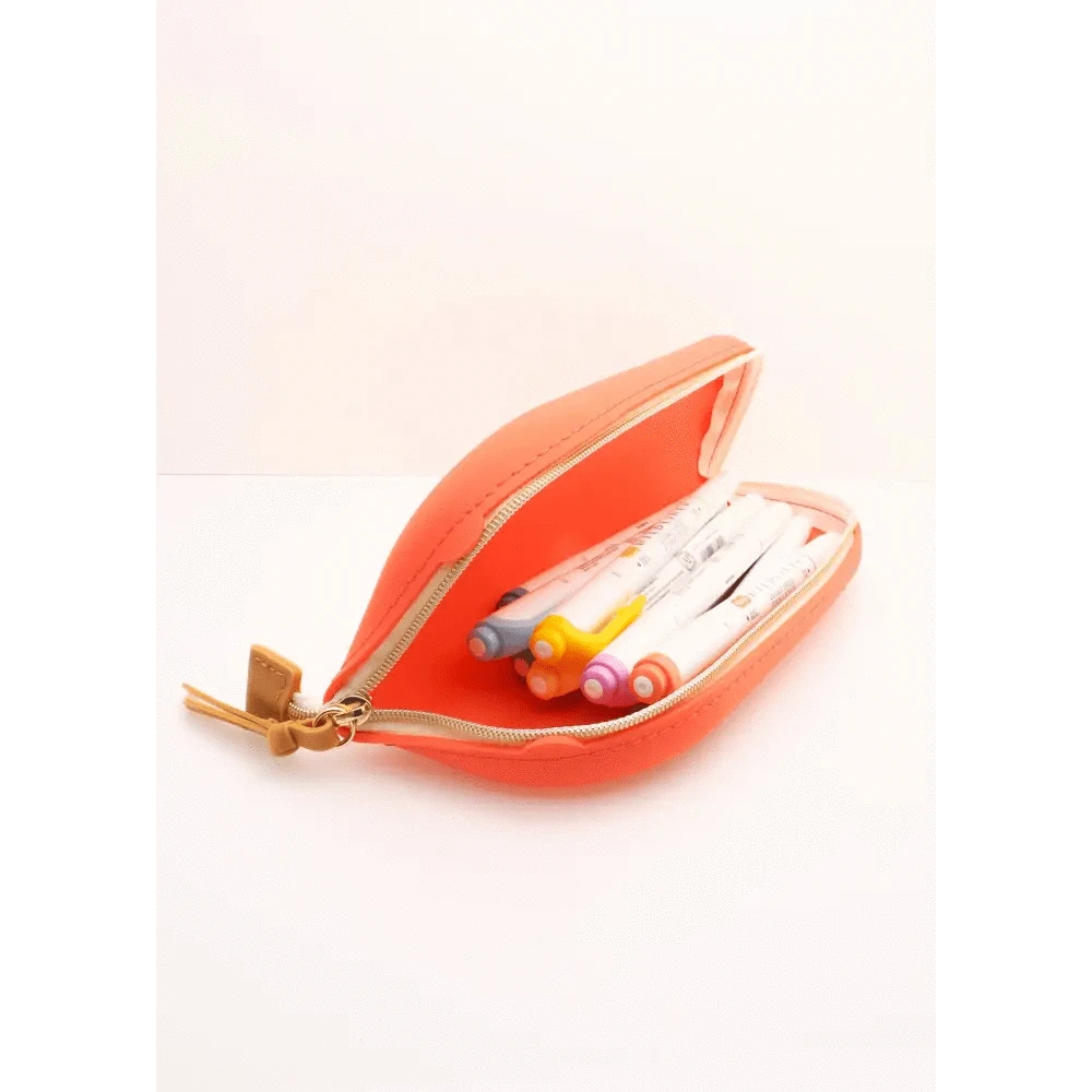 LIHIT LAB. Pen & Pencil Cases Red Bloomin Zipper Silicone Pen Case