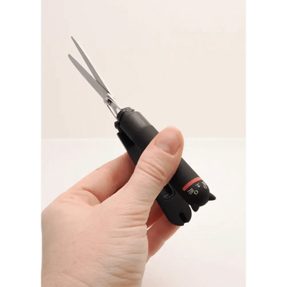 LIHIT LAB. Scissors Black Cat PuniLabo Cute Animal Stick-Type Scissors