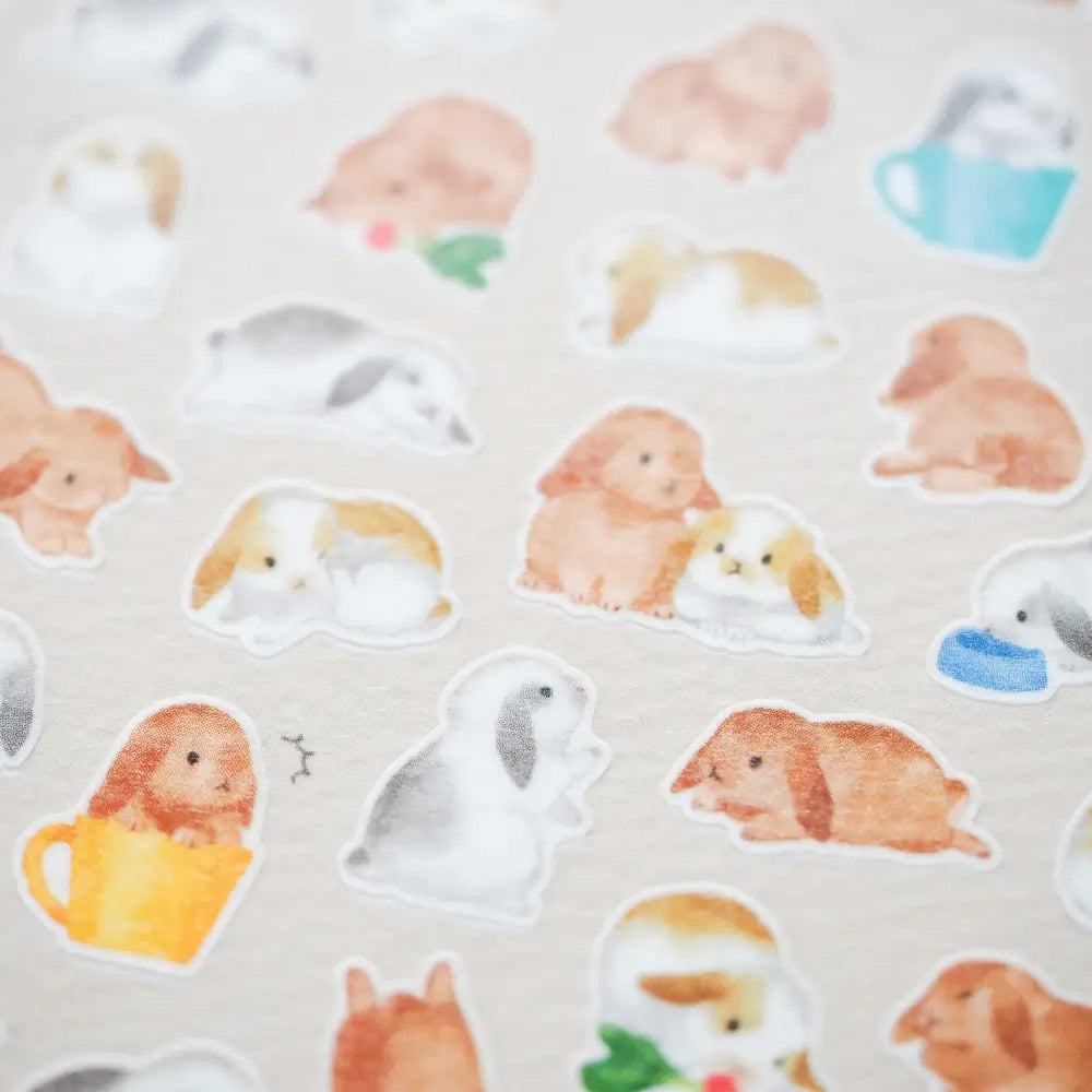 Lop-Eared Bunny Animal Sticker Sheet - decorative stickers