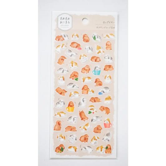 Lop-Eared Bunny Animal Sticker Sheet - decorative stickers