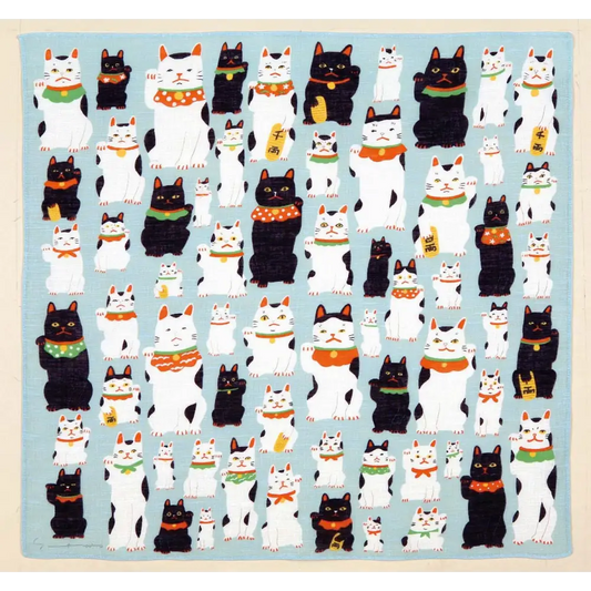 Lucky Cat Maneki Neko Handkerchief by Yoko Matsumoto