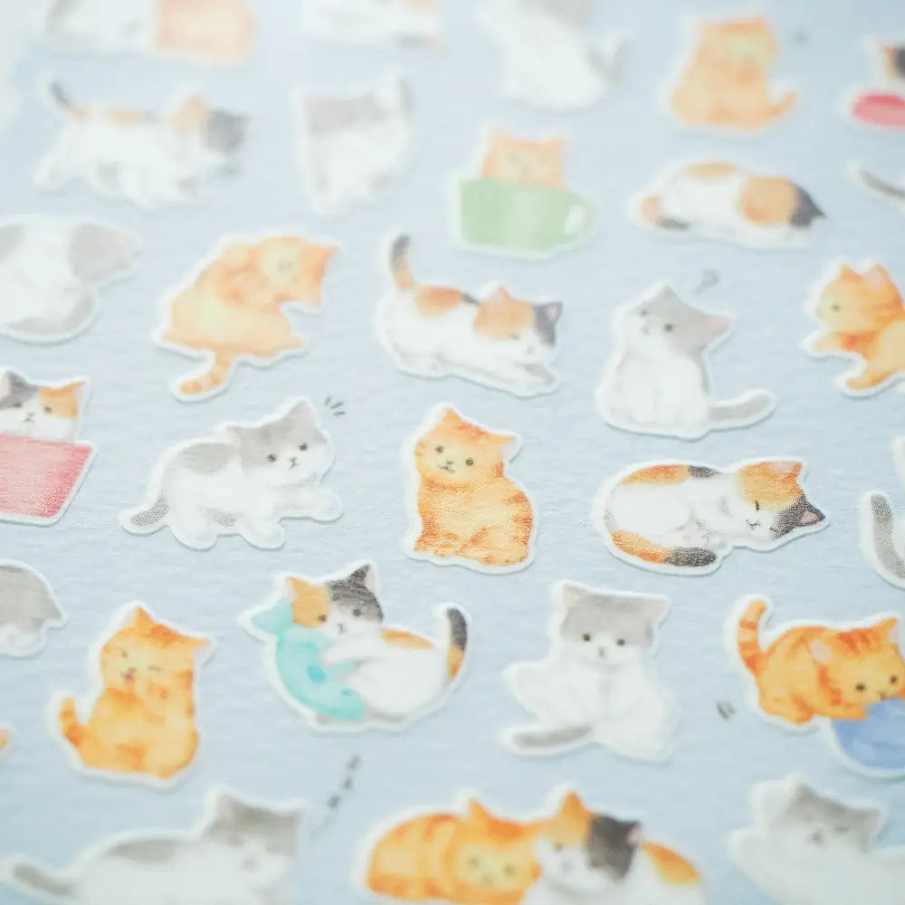 Mame-Mame Animal Sticker Sheet - 80942 Cat - decorative stickers