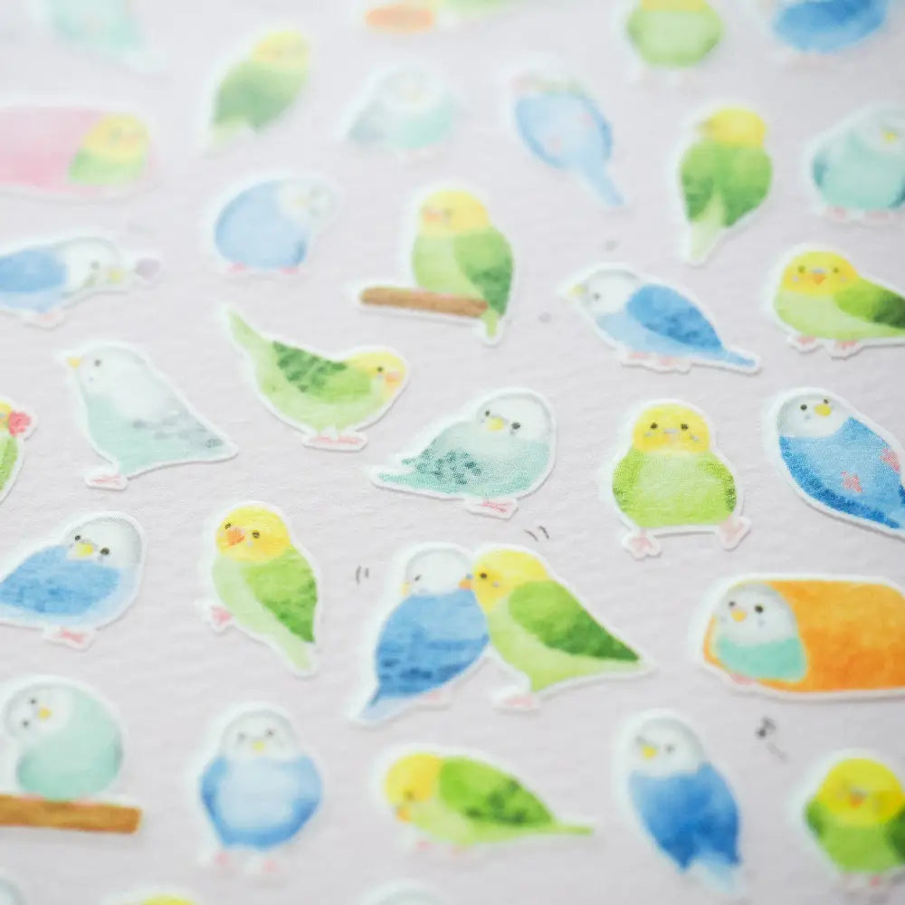 Mame-Mame Animal Sticker Sheet - 80943 Parakeet - decorative stickers