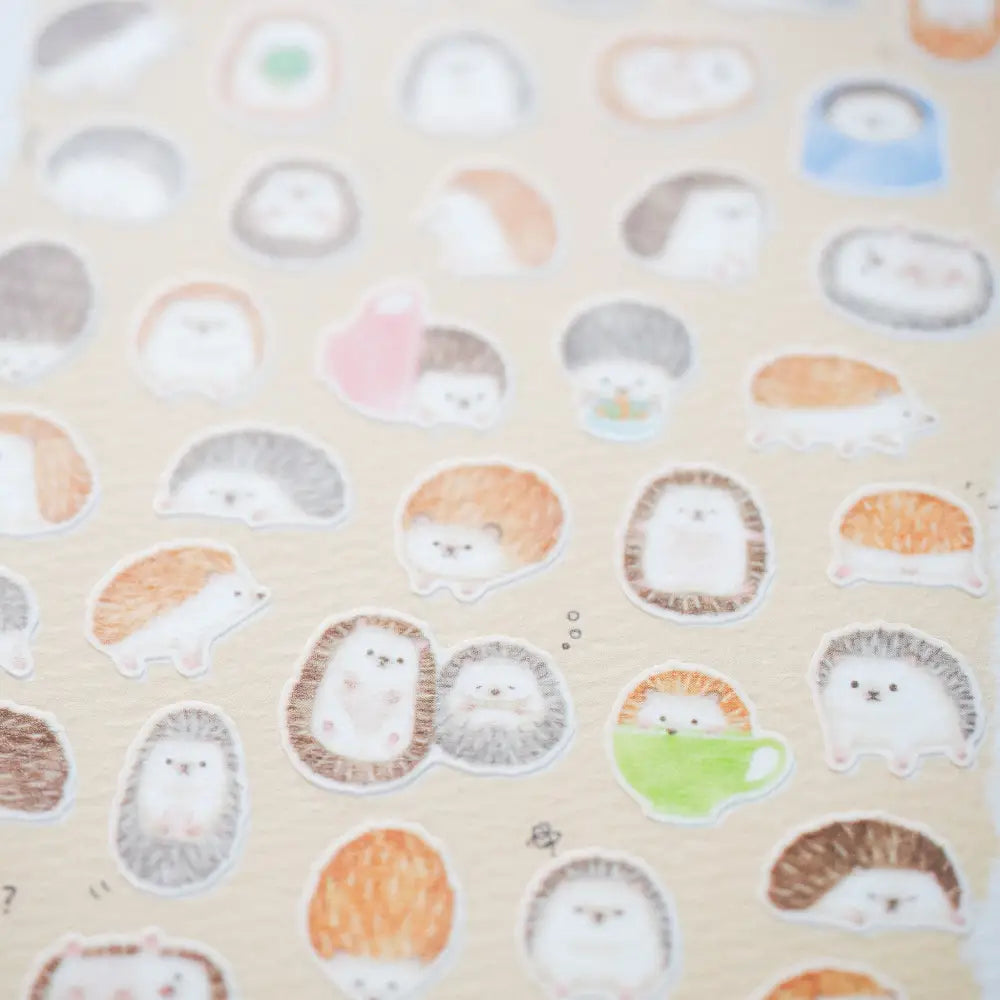 Mame-Mame Animal Sticker Sheet - 80949 Hedgehog - decorative stickers