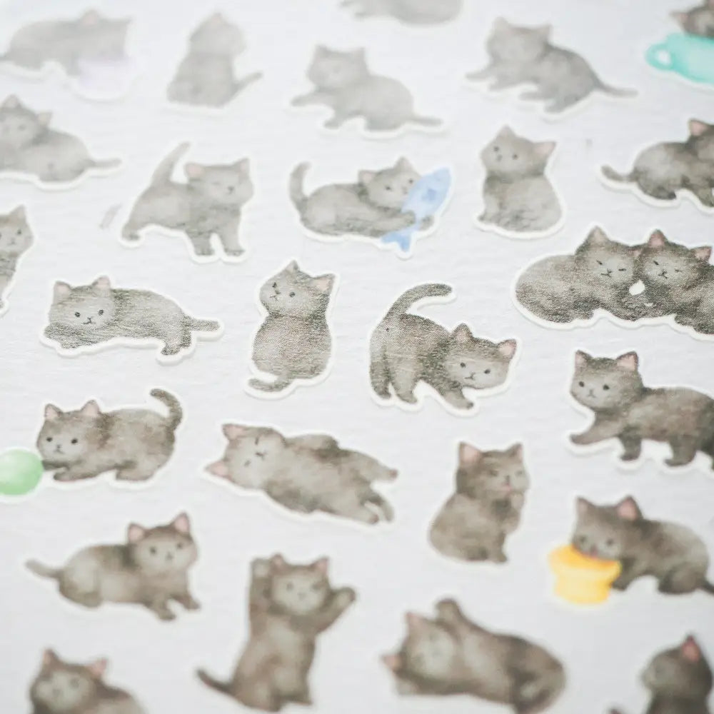 Mame-Mame Animal Sticker Sheet - 81228 Kuroneko - decorative stickers