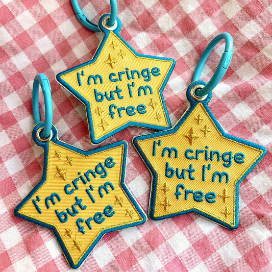 Maobabie I'm Cringe but I'm Free Star Embroidered Keychain