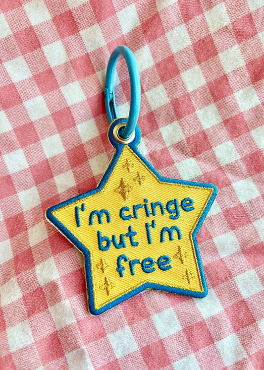 Maobabie I'm Cringe but I'm Free Star Embroidered Keychain