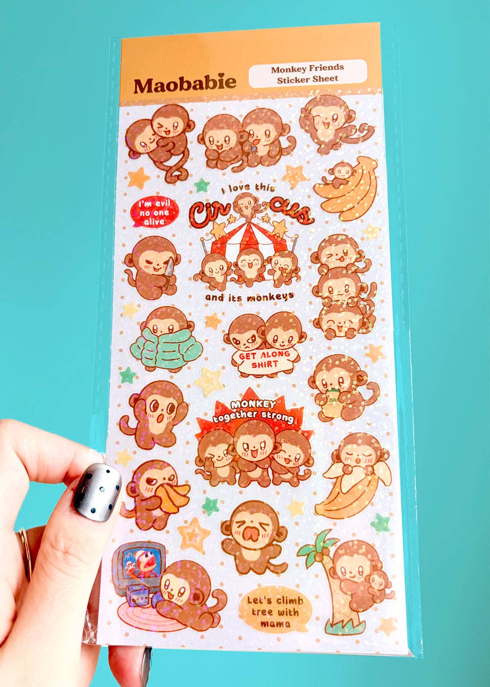 Maobabie Sticker Sheet - Monkey Friends