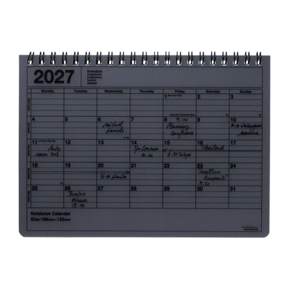 MARK'S Inc. Black Notebook Calendar 2027 – Monthly Planner with Notes (B6 / S)