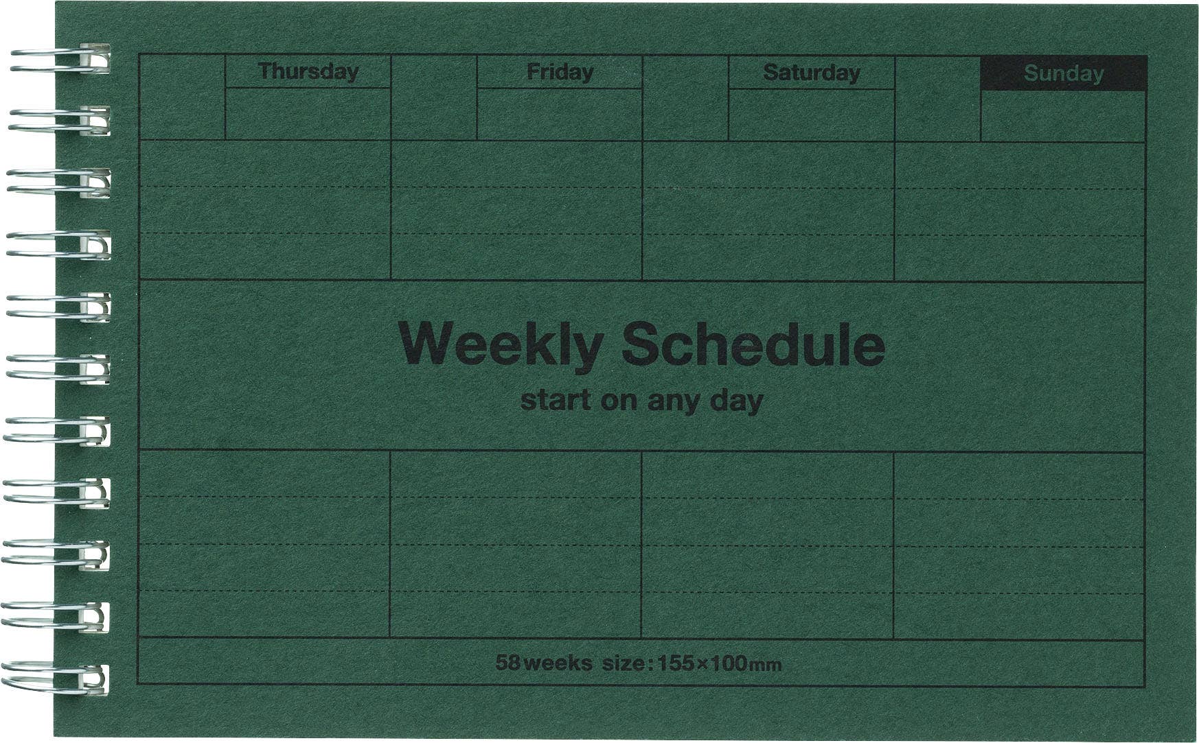 MARK'S Inc. Calendars, Organizers & Planners Dark Green Dayfree Weekly Schedule
