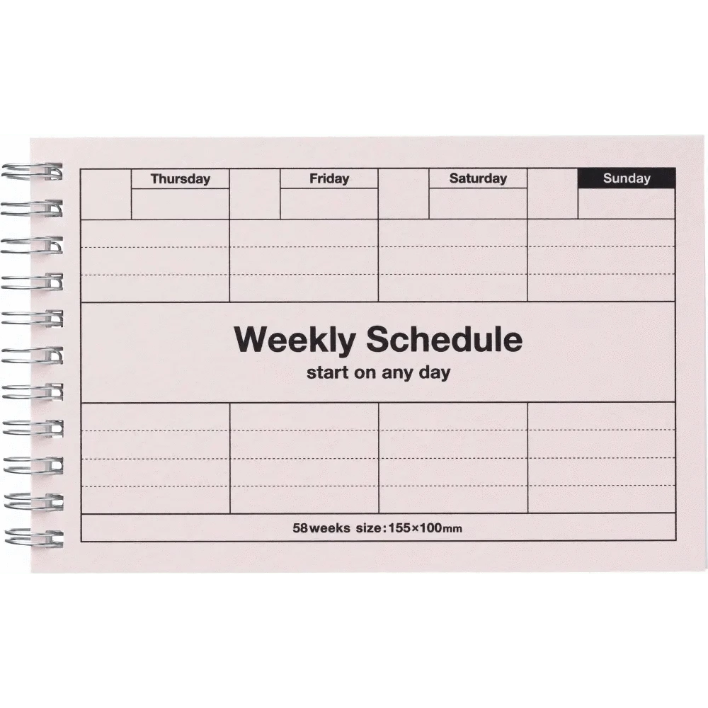 MARK'S Inc. Calendars, Organizers & Planners Light Pink Dayfree Weekly Schedule