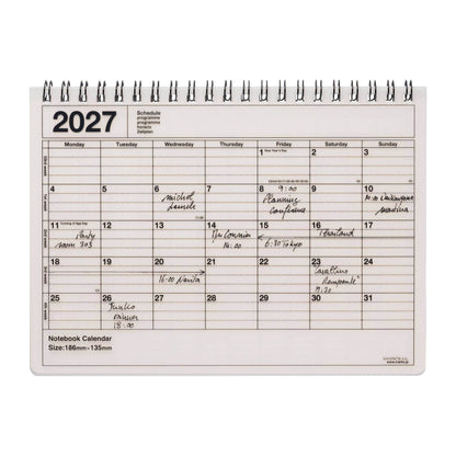 MARK'S Inc. Ivory Notebook Calendar 2027 – Monthly Planner with Notes (B6 / S)