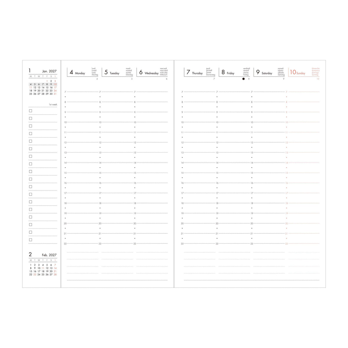 MARK'S Inc. Japan Birds Purple Weekly Vertical Planner 2027 – Premium Paper (B6)