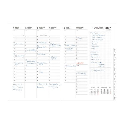MARK'S Inc. Japan Birds Purple Weekly Vertical Planner 2027 – Premium Paper (B6)