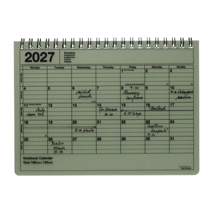 MARK'S Inc. Khaki Notebook Calendar 2027 – Monthly Planner with Notes (B6 / S)