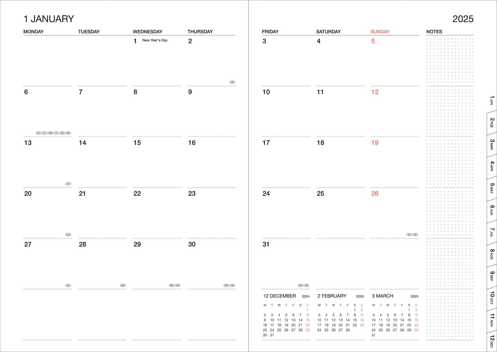 MARK'S Inc. Mountain Blue Weekly Vertical Planner 2026-16months A5 Mountain