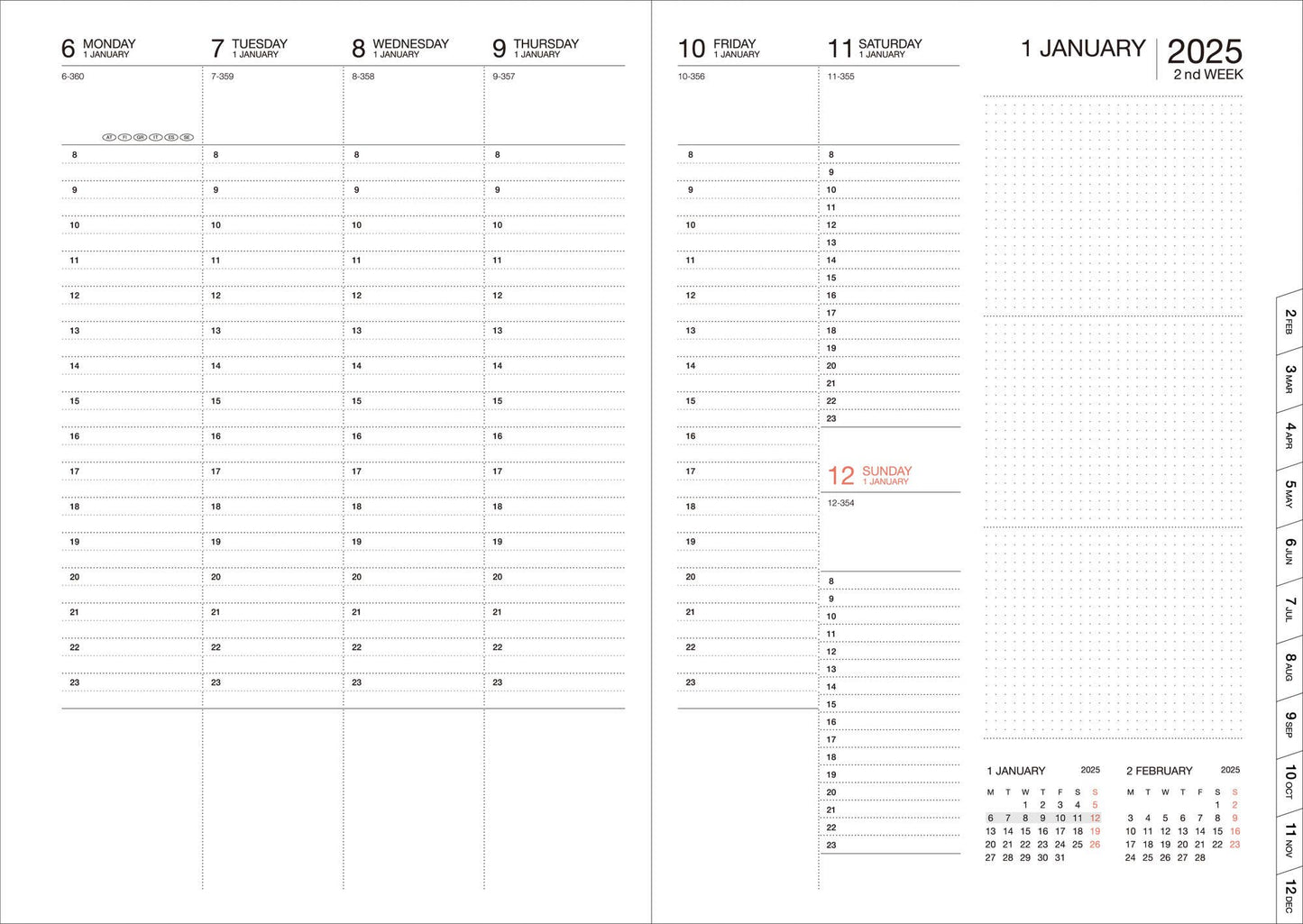 MARK'S Inc. Mountain Blue Weekly Vertical Planner 2026-16months A5 Mountain