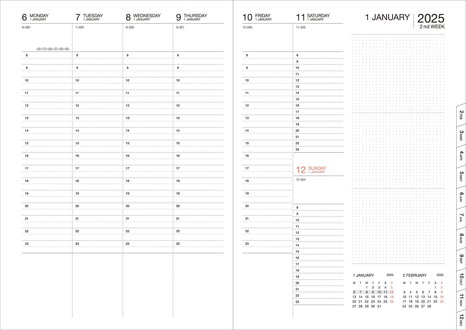 MARK'S Inc. Mountain Blue Weekly Vertical Planner 2026-16months A5 Mountain