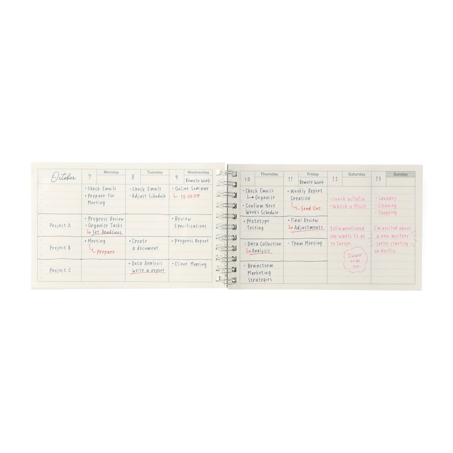 MARK'S Inc. Planners Dayfree Weekly Schedule