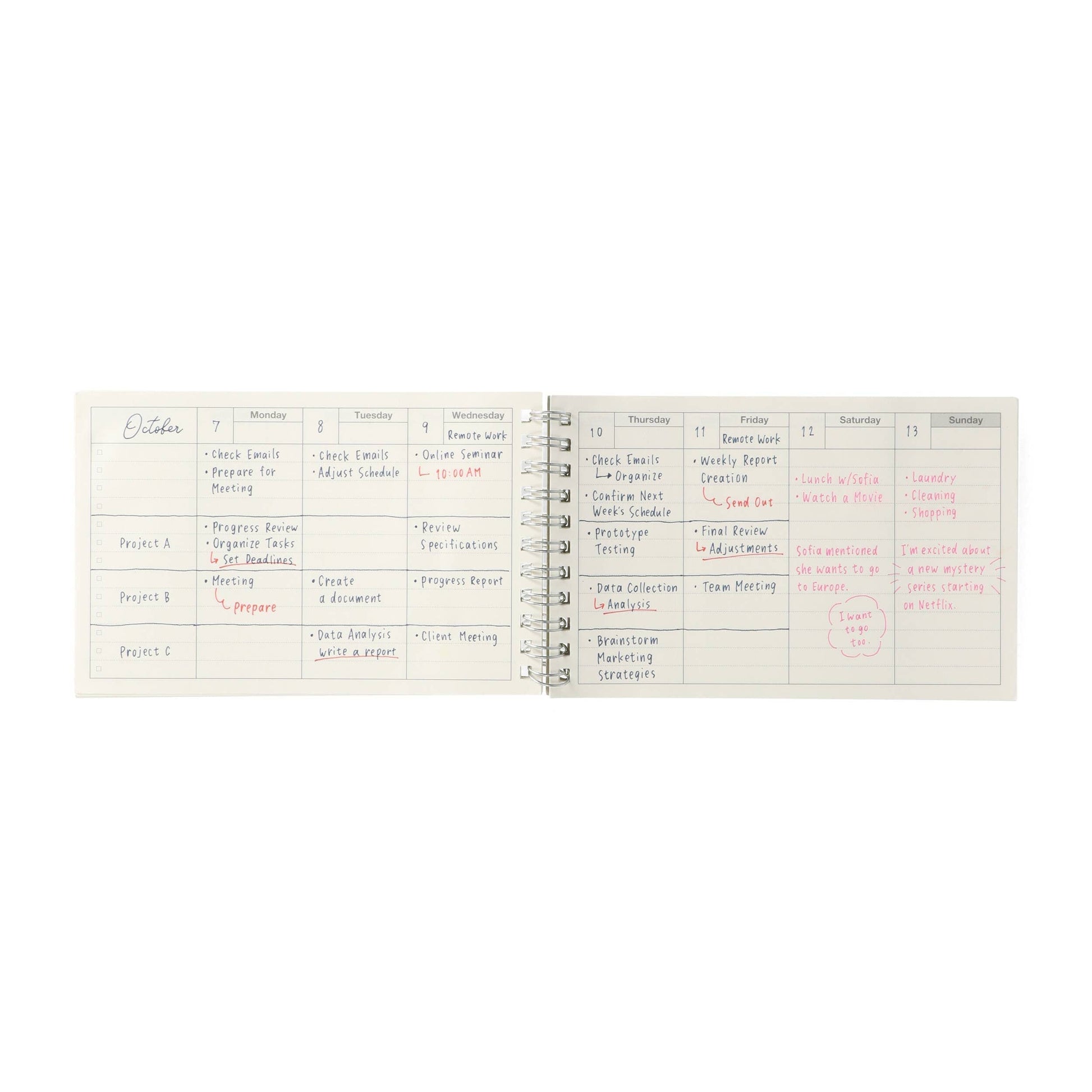 MARK'S Inc. Planners Dayfree Weekly Schedule