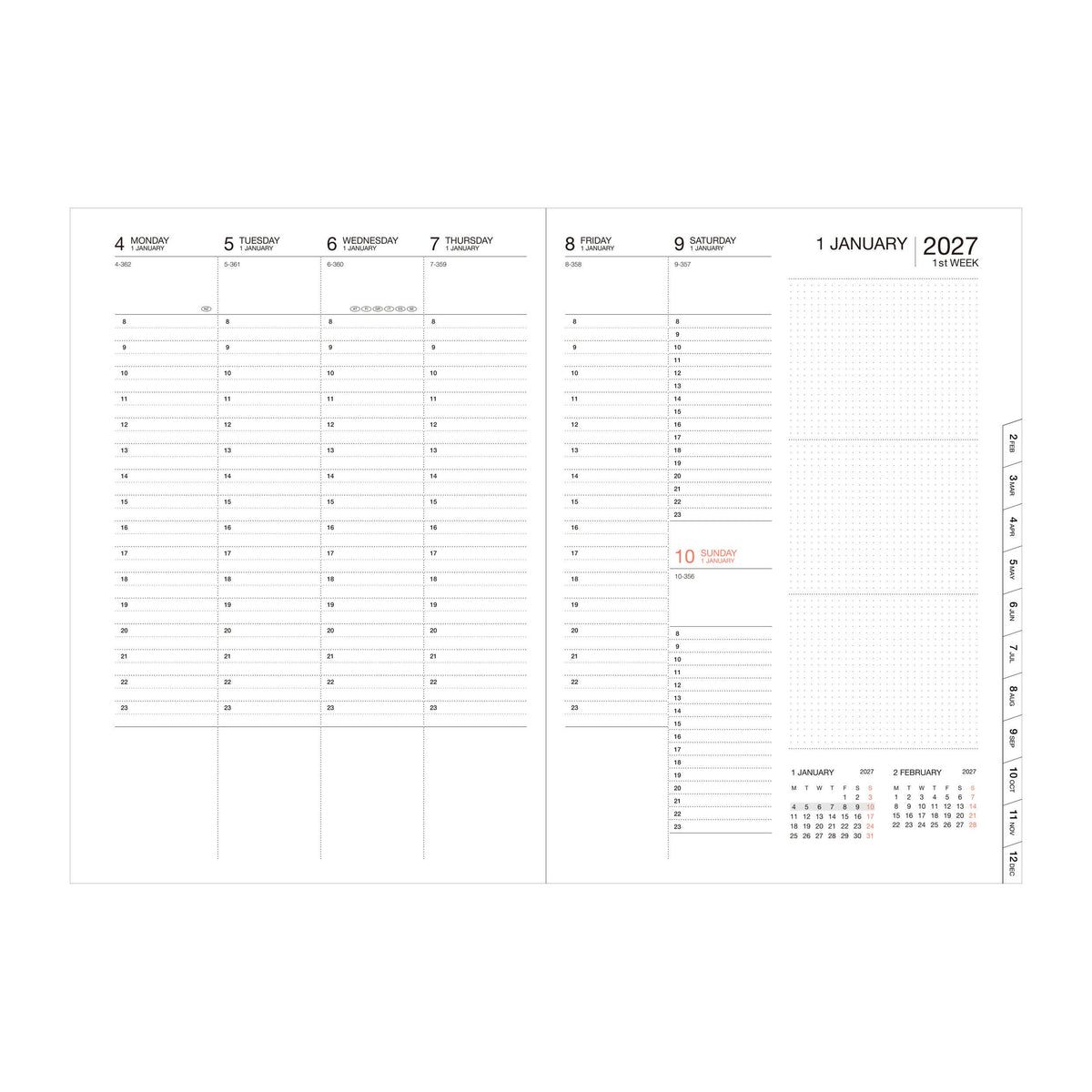 MARK'S Inc. Planners Weekly Vertical Planner 2027 – Premium Paper (A5)