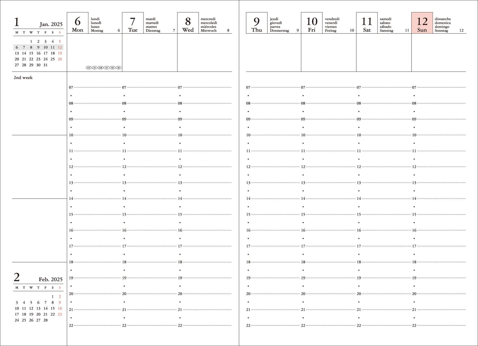 MARK'S Inc. Weekly Vertical Planner 2026-16months A6 Gradient