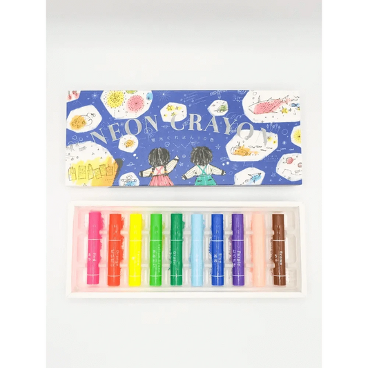 MDS Co.,Ltd. Crayons Kokoyu Florescenet Transparent Crayon Set of 10 Colors