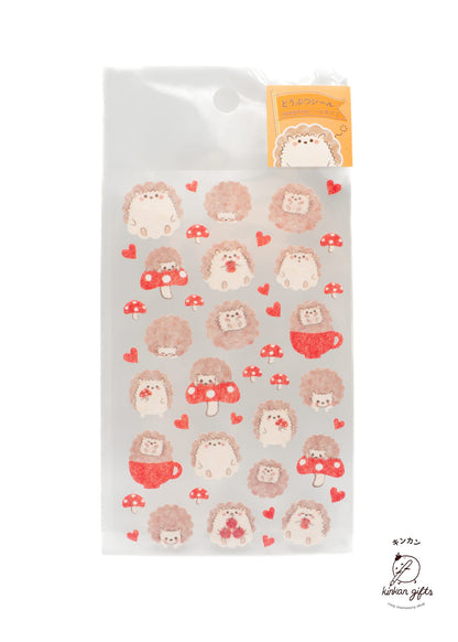 MDS Co.,Ltd. Hedgehog CLOTHES-PIN - Animal Seal Sticker Sheet
